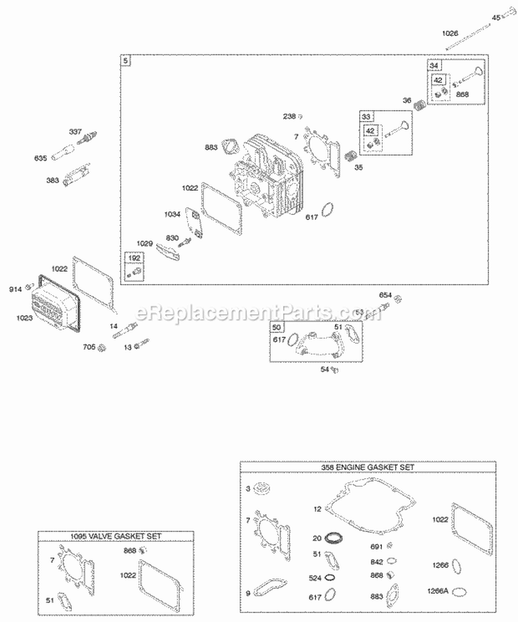 Head KitGasket Sets - Engine KitGasket Sets - Valve Diagram and Parts List for  Briggs and Stratton Engine